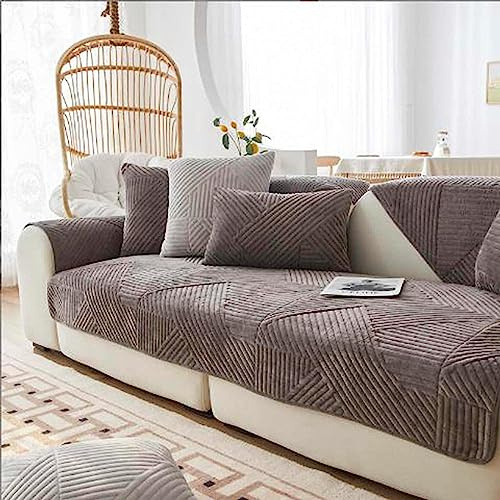 XRDSHY Samt Sofabezug rutschfeste Sofadecke，sofaschutz1 2 3 4-Seater L Shape Sofaschoner,Hund Katze Überwurf Hundedecke Ecksofa Sofa Schutzdecke Sofaschutz Hund Kratzschutz Katze,Darkcolor-110x210cm