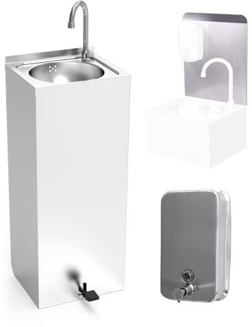 Freistehendes Handwaschbecken XS + Backspender, 350 x 300 x 1250 mm