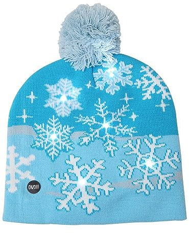 LICHENGTAI Weihnachtsmütze Strickmütze LED Licht Wintermütze Wollmütze Unisex Weihnachts Gestrickte Mütze Warme Beanie Hat Nikolausmütze Santa Mütze Kinder Männer Frauen Damen