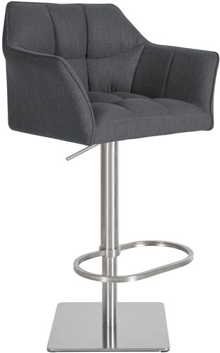 CLP Barhocker Damaso Filz-Bezug I Höhenverstellbarer Drehstuhl, Farbe:grau, Gestell Farbe:Edelstahl