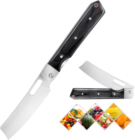 Couteau De Chef Pliant en plein air initiation 8cr14mov acier inoxydable Camping couteau de cuisine pliable tranchant portable voyage couteau à fruits manche de poche manche en bois universel noir