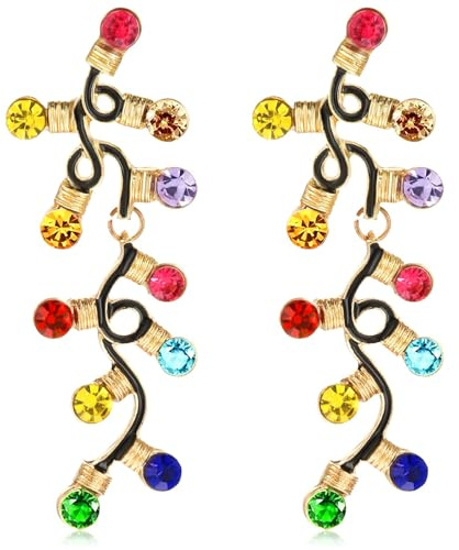 GAUEIOUR Christmas Earrings - Cute Tree Lantern Pendant, Colorful Alloy Holiday Earrings for a Novel and Lovely Christmas