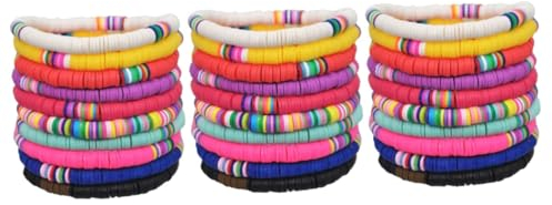 GALPADA 30 Stk Farbiges Kork Armband Freundschaftsperlen Armbänder Armreifen Armbänder Elastisches Seilarmband Farbiges Tonarmband Strandschmuck Für Damen Elastische Schnur Mädchen Sommer