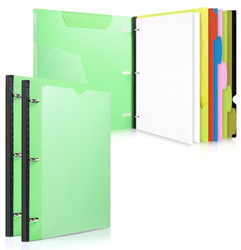 WOT I All-in-One-Teleskop-Notizbuch, nachfüllbar, 3-Ringbuch mit individueller Vorderabdeckung, Katalog-Rückentasche, 5 Fächer-Trennblätter, beweglicher Taschenordner + 60 Blatt Notizpapier, Grün, 2
