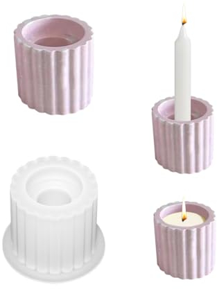 Silikonform Kerzenhalter, Silikonformen Gießformen, für Teelichter und Stabkerzen, Gießformen Silikon, Runde Silikon Gießform Kerzenhalter, Beton Gießform für DIY Teelichthalter Kerzenständer (S)