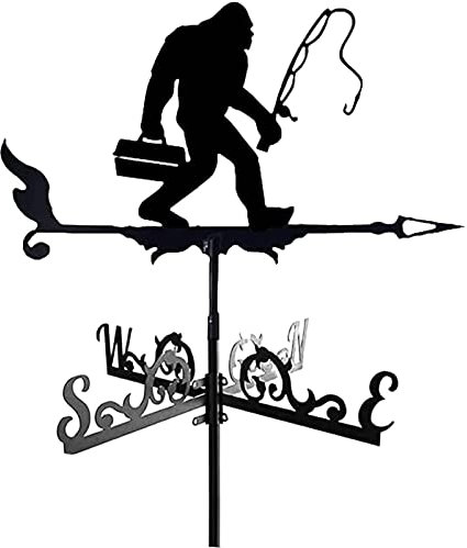 Brigtviee Wetterhahn Metall Windfahne Windspiel Rostfreier Stahl Weathervane Retro Wetterfahne Deko-Wetterfahne Windrichtungsanzeiger fur Wind Direction Indicator und Dach Garten Deko, Schwarz