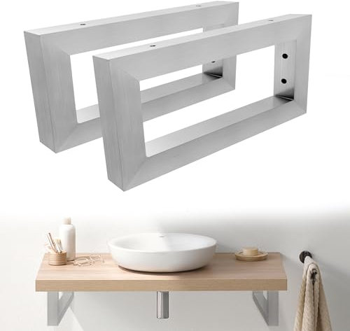 CEEDIR 2er Set Edelstahl Wandkonsole Waschtischkonsole Waschtischträger Waschtisch Halterung für Waschbecken Rergalhalter Waschtischhalterung 300mm Silber