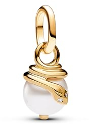PANDORA ME Schlangen Perlmutt Mini-Charm-Anhänger aus Sterling Silber mit vergoldeter Metalllegierung und Zirkonia, Kompatibel ME und Moments Armbändern, 763375C01