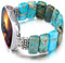 CHARMINGO Stone Beaded Bracelet Compatible with Apple Watch Band 38mm 40mm 41mm for Women, Handmade Jasper Turquoise Apple Watch Strap Wristband for iWatch Band Serises 10 9 8 7 6 5 4 3 2 1 Ultra 2 -