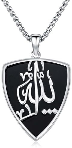 ROMANTIC WORK Allah Kette 925 Sterling Silber Allah Anhänger Halskette Islam Schmuck Geschenke für Männer Herren