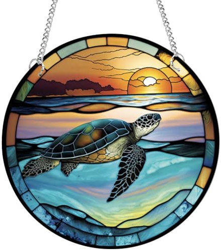 Schildkröte, Acryl-Fensterdekoration, gebeizte Meeresschildkröte, Sonnenfänger für Fenster, Terrasse, Wand, Haus und Garten