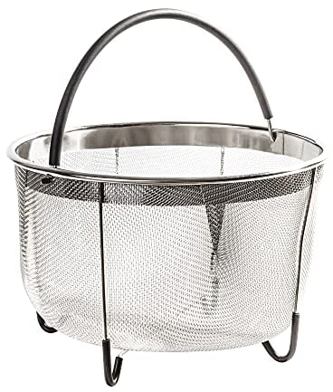 Prepmen Instant Pot Accessories Steamer Mesh Basket Stainless steel Good for cooking, boiling and frying Eggs, Vagetables and pasta, Fits a 6 quart pressure cooker (6 QT)