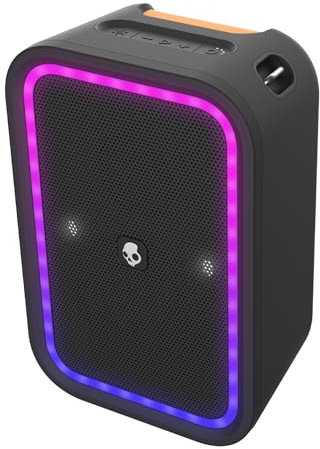 Skullcandy Stomp Wireless Bluetooth Portable Boombox Party Speaker, IPX7 Waterproof, 12 Hour Battery, True Wireless Stereo with LED Light Show and Carrying Handle - Black