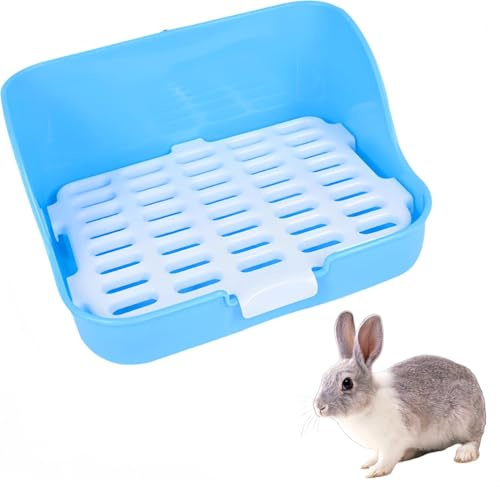 CAASFOOY Kaninchen Toilette Ecke,Kaninchentoilette mit Haken Hasentoilette, Hasentoilette Haus Kaninchen Käfig Katzentoilette für Kleintier Kaninchen Meerschweinchen