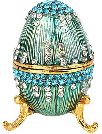 Jwthee Handbemalter emaillierter Schmuck-Organizer, Schmuckkästchen mit Diamanten, Vintage-Ei, Sammlerstück, emailliertes Osterei, Dekoration, Kunsthandwerk