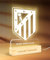 REGALOCREATIVO Lámpara de Mesa con Escudo de Fútbol - Atlético de Madrid (15x22 cm). Lámparas de Mesita de Noche Infantil. Luz Nocturna con Luz Led USB. Regalos Personalizados y Originales