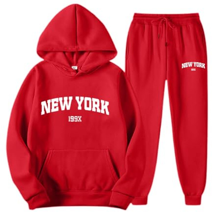 Generisch Jogginganzug Set Sweatshirt und Jogginghose Warmes Trainingsanzug Langarm Sportanzug Sport Outfit Zweiteiler Elegant Jogger Bequem Baggy