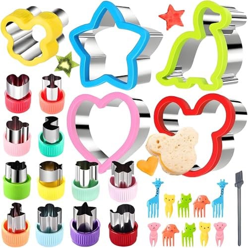 YqsIbth 28Pcs Sandwich Cutters Set for Kids, Mini Sandwich Cutters, Cookie Cutters, Fruit & Veggie Cutter, Stainless Steel, Animal Shapes