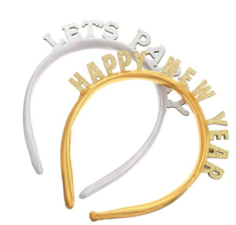 minkissy 2 Stück 2021 Frohes neues Stirnband Stirnbänder für Männer Hautpflege-Stirnband Bands halloween haarschmuck weihnachts haarreif Urlaub Haarband neues jahr haarband Plastik