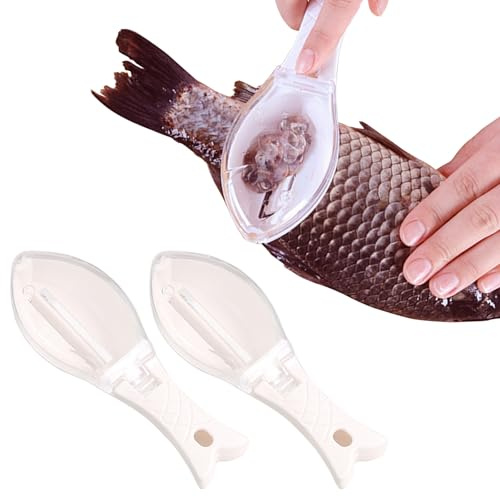 Ulawellor Écailleur à Poisson en PP 2 Pièces Rose | Prise Ergonomique, Boîte à Écailles avec Couvercle, Trou de Suspension, sans Couteau, pour Cuisine Restaurant Hôtel