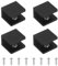 QUARKZMAN 4pz Staffe per Ripiani Vetro, per Vetro a Forma Quadrata da 6-8mm Staffa per Specchio Fissaggio Combinato, Morsetto Lega Alluminio con Viti per vetrona Vetro/Legno, Nero