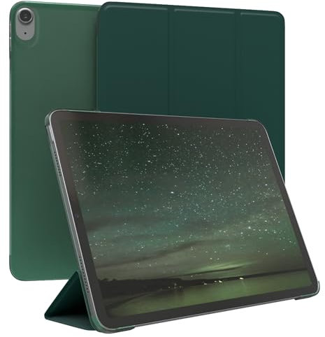 EAZY CASE - Coque de Protection Smartcase pour Tablette Apple iPad Air 11 M3 (2025), étui de Type Flip avec Support, Fonction Sleep Wake Up, en Similicuir Vert Nuit