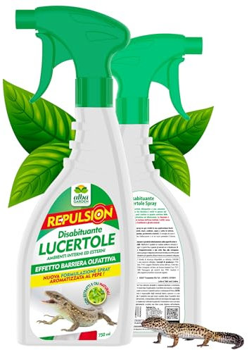 Albagarden - Repellente Lucertole e Gechi - Barriera Naturale Disabituante Aromatizzata al Pepe - Dissuasore per Allontanare Rettili Effetto Scaccia Animali Senza Veleno - Spray x 750 ml