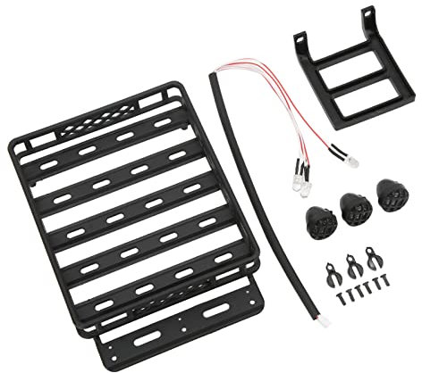 equlup RC -Auto Dachregal, 130x97x18mm Universal Simulation Gepäckträger Simulationsdekorationskit mit LED -Leuchten für 1/14 RC Crawler Car Accessoires