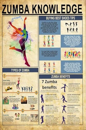 peiyeety Zumba Knowledge Metallschilder, Raumdekoration, Fitness-Liebhaber-Leitfaden, Retro-Poster, Club, Zuhause, Garage, Wanddekoration, bedruckte Plakette, 30,5 x 40,6 cm