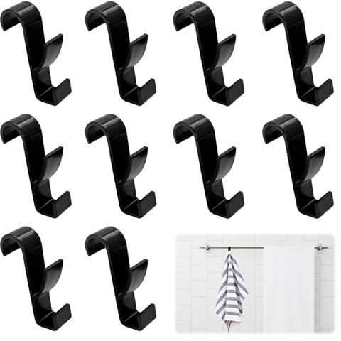 Mritrit 10 Piezas Gancho Radiador Toallero Baño, Perchas para Radiadores Toalleros, Gancho para Radiadores Redondos, Plástico Dobles Ganchos para Soporte Radiador Pared (Negro)