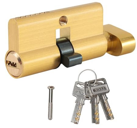 Cubstone Messingschließzylinder,Euro-Profilzylinder-Hochsicherheits,60/70/80/90/100/110mm mit 3 Schlüsseln (Grübchen),Einfachöffnung Antirust Korrosionsbeständig Ersatz-Türzylinder(40/40mm)