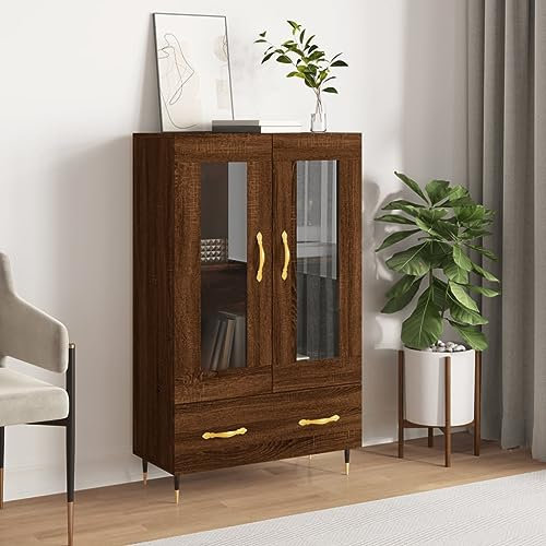 Schmaler Konsolentisch im Industriestil, 69,5 x 31 x 115 cm, braunes Eichensperrholz, vielseitig einsetzbare Aufbewahrung für Küche, Flur oder Balkon – moderne Anrichte für den Eingangsbereich