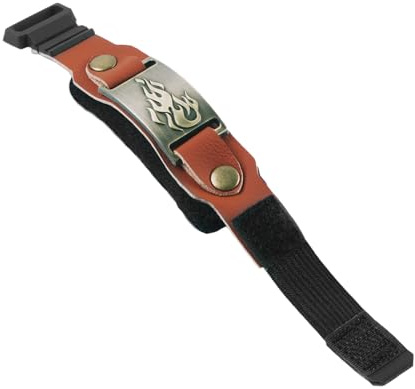 Fockety Sangle Muette pour Cordes de Guitare, Amortisseur de Basse en Cuir PU avec Anneaux Métalliques, Réduction du Bruit Anti-hurlement, pour Guitare Classique Acoustique électrique 6 (Flamme brune)