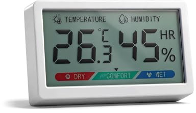 Chatthen Digitales Hygrometer, Thermometer Innen mit hohen Genauigkeit, Luftfeuchtigkeitsmesser Temperaturmonitor für Gewächshaus Babyzimmer Keller Reptilien Inkubator Closet, 1 Pack