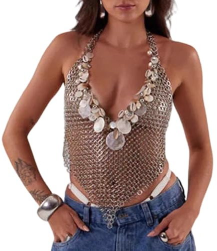 Shurhome Punk Körper Kette Harness Halfter Brust Mode Ketten Bh Nachtclub Party Bodys Schmuck Zubehör für Frauen Bh