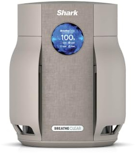 Shark BreatheClear Compact Air Purifier with NeverChange6 Exceeds HEPA Filter Standards, Automatic Sensing, Small Room Coverage, Dune, HP062UKSD