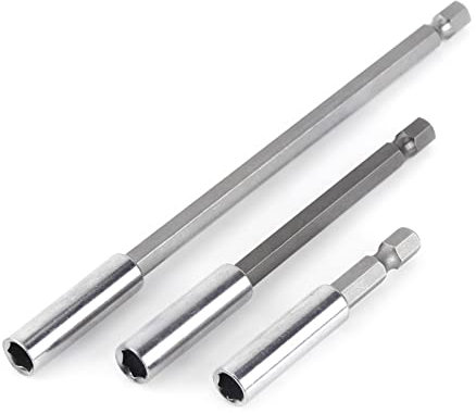 Akozon Extension Bar Sechskant Schaft Buchse Adapter Bohrer, 3pcs Elektrische Bohrer Schraubendreher Extension Bar Magnetische Bit Halter 1/4 Schaft Werkzeug