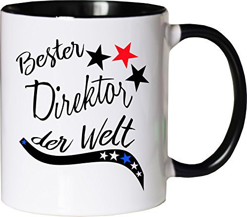 Mister Merchandise Becher Tasse Bester Direktor der Welt. Kaffee Kaffeetasse liebevoll Bedruckt Beruf Job Arbeit Weiß-Schwarz