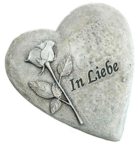 Trauer-Shop Gedenkherz mit Rose und Inschrift In Liebe. D 12,5 cm. 1 Stück
