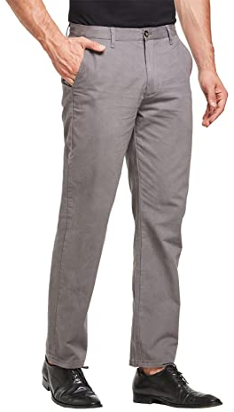 JustSun Chino Trousers for Men Casual Chinos Regular Fit Smart Pants Grey 36W32L