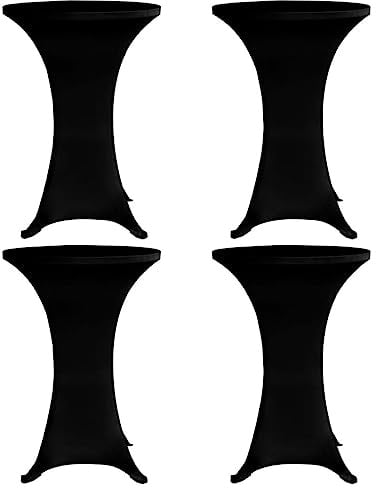 vidaXL 4X Stehtischhusse Husse Tisch Stehtisch Hussen Stehtischhussen Tischhusse Tischdecke Bezug Bistrotisch Ø 80cm Schwarz Stretch