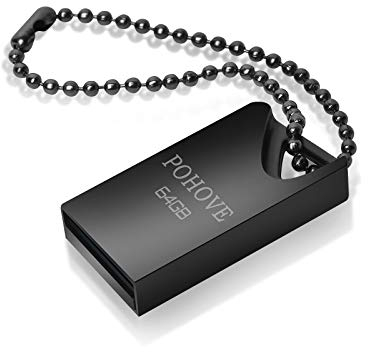 USB Flash Drive 64GB, Mini Memory Stick 64 GB Portable Pen Drive 64GB Waterproof USB Stick With Key Ring for PC Laptop Computers Tablet etc -Black