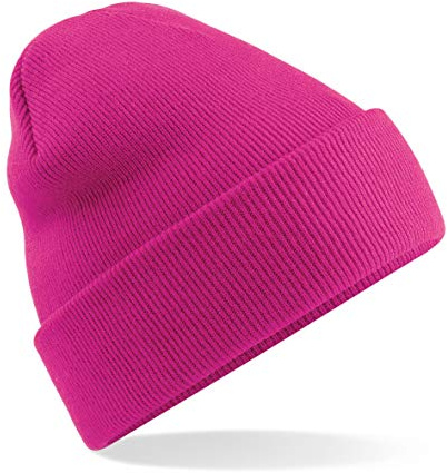 MKR Beanie Mütze Herren Damen Unisex Warm Soft Knit Cuffed Wintermütze, hot pink, One size