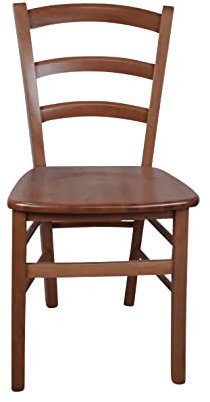 Sedia Venezia Paesana, Legno Massello, Vari Sedute e Colori, Imbottita Paglia o Massello Cucina Casa Ristorante Agriturismo, Alta qualità, ORDINE MINIMO 2 PEZZI (Noce chiaro, Massello)