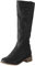 Stivali Donna Moda Pelle Tacco Basso Scarpe con Punta Tonda Slip-On Comodo Western (41,Nero)