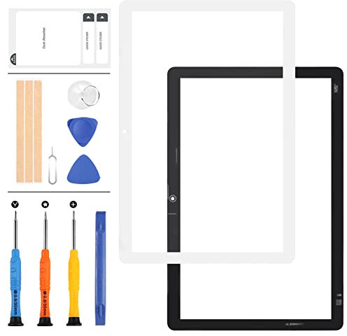 10.1 Pulgadas para Huawei MediaPad T5 10 Versión WiFi Pantalla Táctil Frontal Cristal Exterior Panel de Lente de Reemplazo AGS2-W09HN L09 AGS2-W09 AGS2-L03 AGS2-W19 Kit de Reparación (WiFi Blanco)