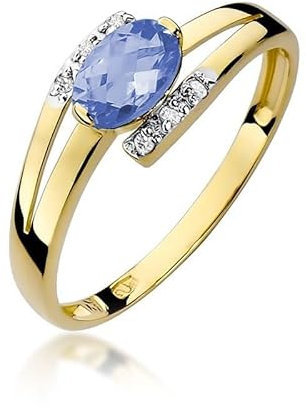 Damen Ring 585 14k Gold Gelbgold echt Tansanit Edelstein Diamanten Brillanten