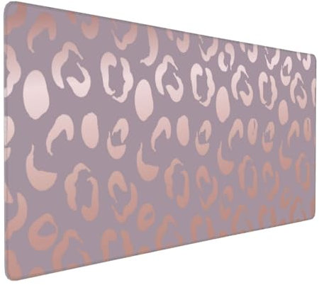 Tapis de souris de jeu rose doré imprimé léopard 80 x 39 cm avec bords cousus, imperméable, base en caoutchouc antidérapant, grand tapis de souris d'ordinateur pour travail/bureau/maison