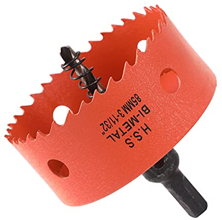 Dribotway Bi-Metall Lochsäge 3-3/8 85mm,M42 HSS Schneller Lochschneider,mit 1 Schaft und 1 Bohrer,Für Trockenbaumaterialien, Holz, Kunststoffe und Metalle, Schnitttiefe