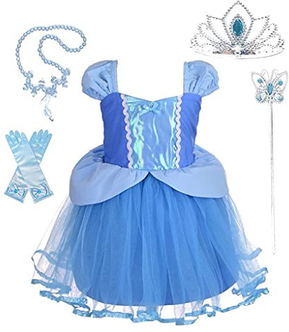 Lito Angels Prinzessin Cinderella Kleid mit Zubehör für Baby Mädchen, Aschenputtel Kostüm Party Verkleidung Geburtstagskleid, Größe 12-18 Monate 86